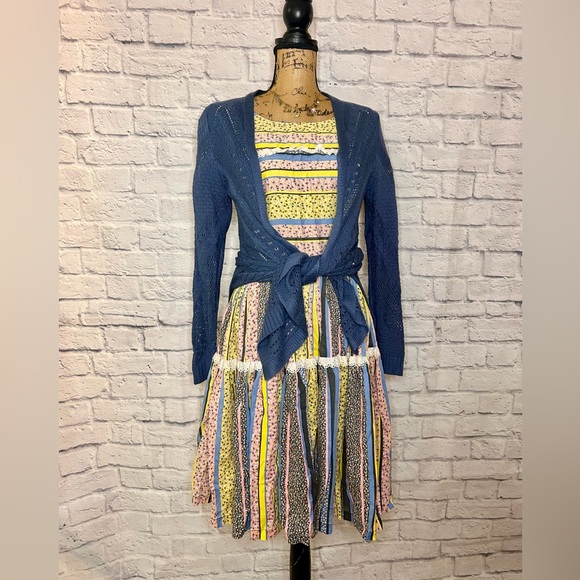 Vintage 50s Dress Full Circle Patchwork Square Line Dance Lace Trim Country - Picture 11 of 13